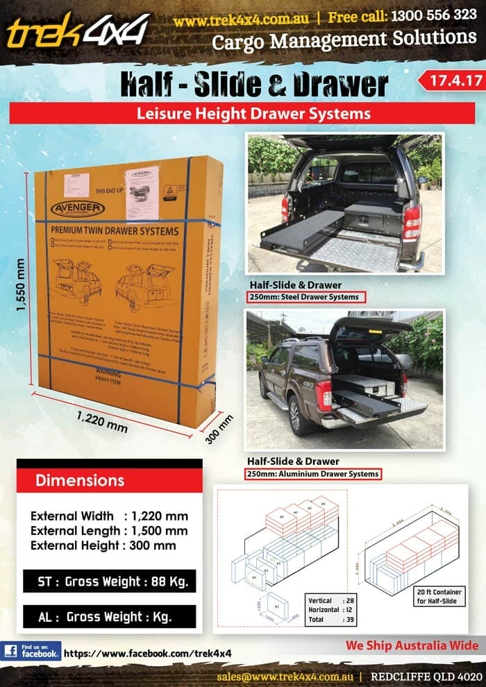 Dimensions for Half-Slide and Drawer Leisure Height - Drawer Systems
