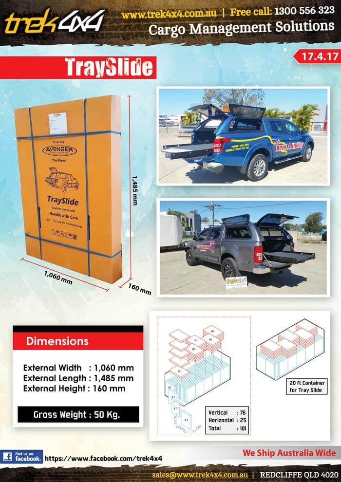 Dimensions for TraySlide Boxed