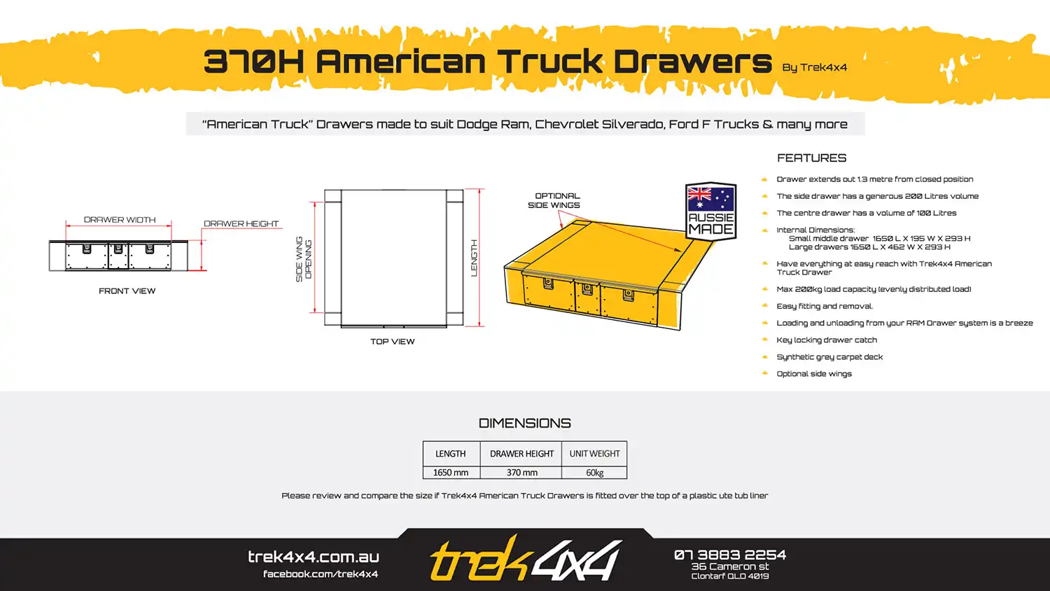 American Truck Drawers 370 mm Height