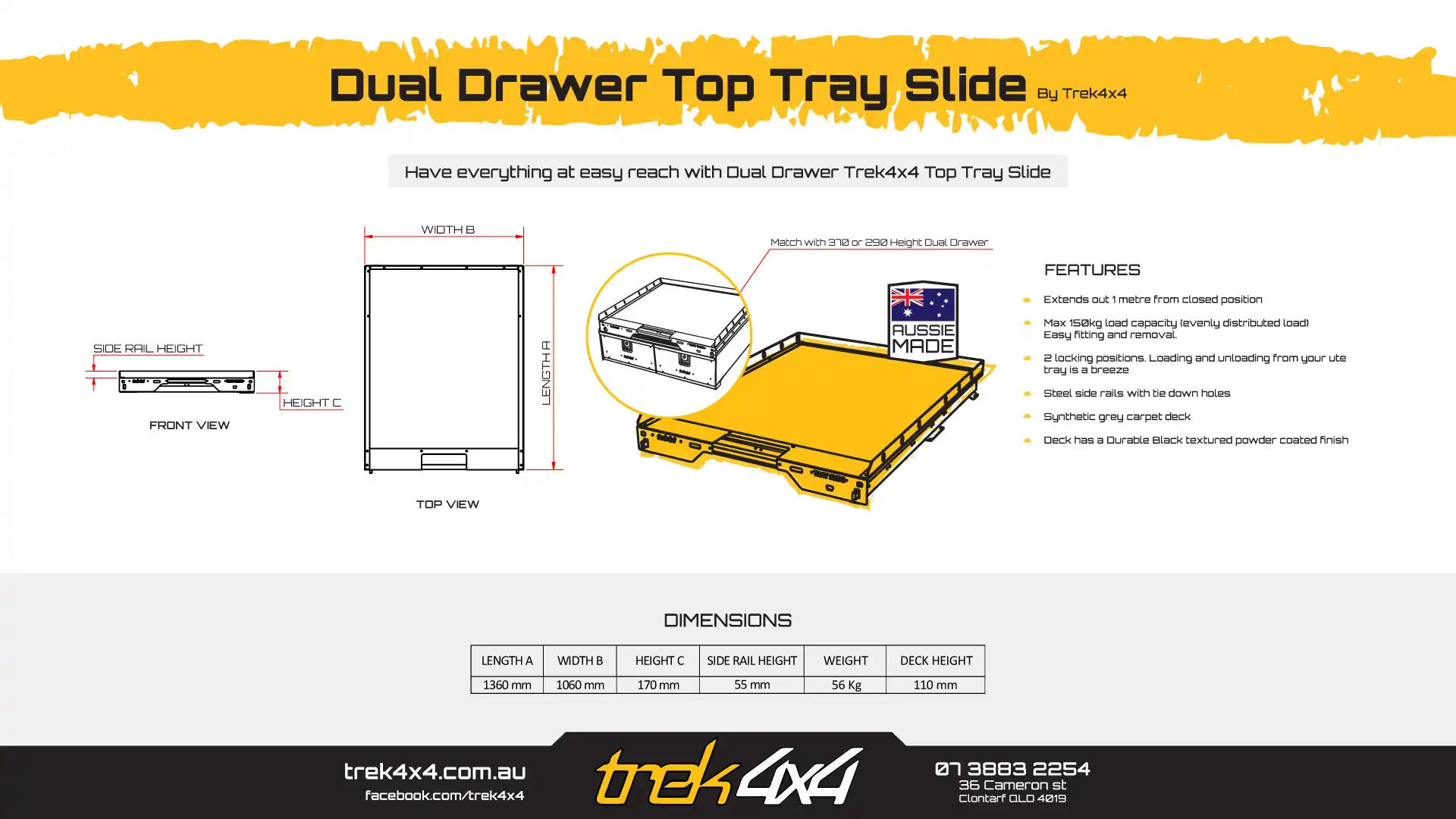 Dual Drawer Top Slide - Trek 4x4