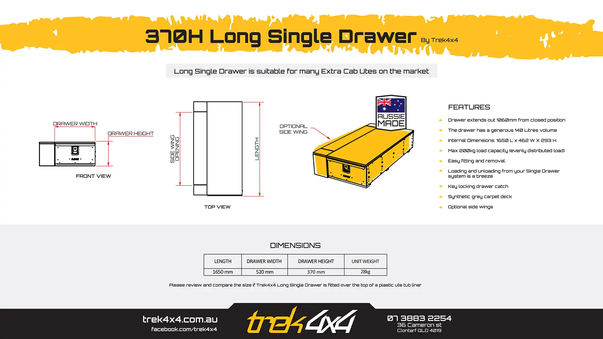 370 High Long Single Drawer